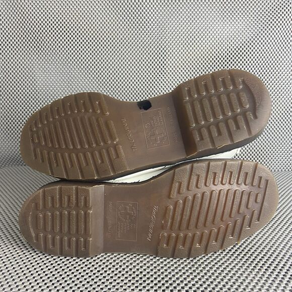 Dr Martens Combat Boots Mens 8 White Leather Lace Up Ankle Boots Made In England - Picture 12 of 14